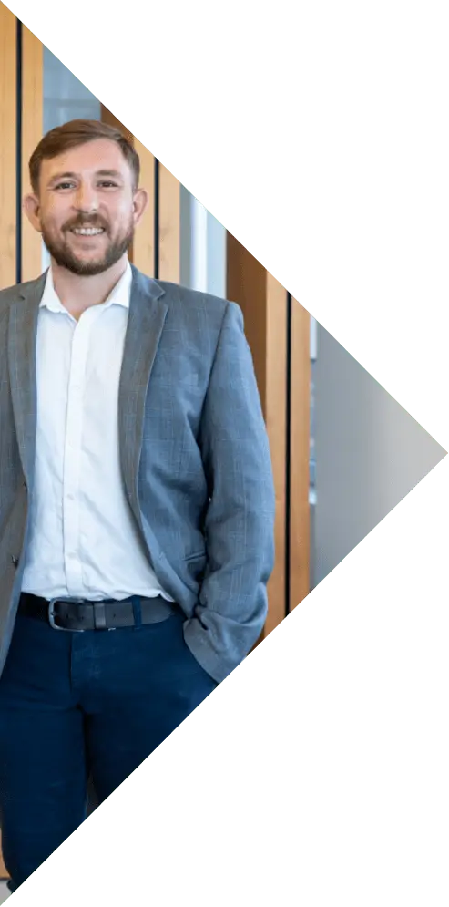 smiling man in office casual